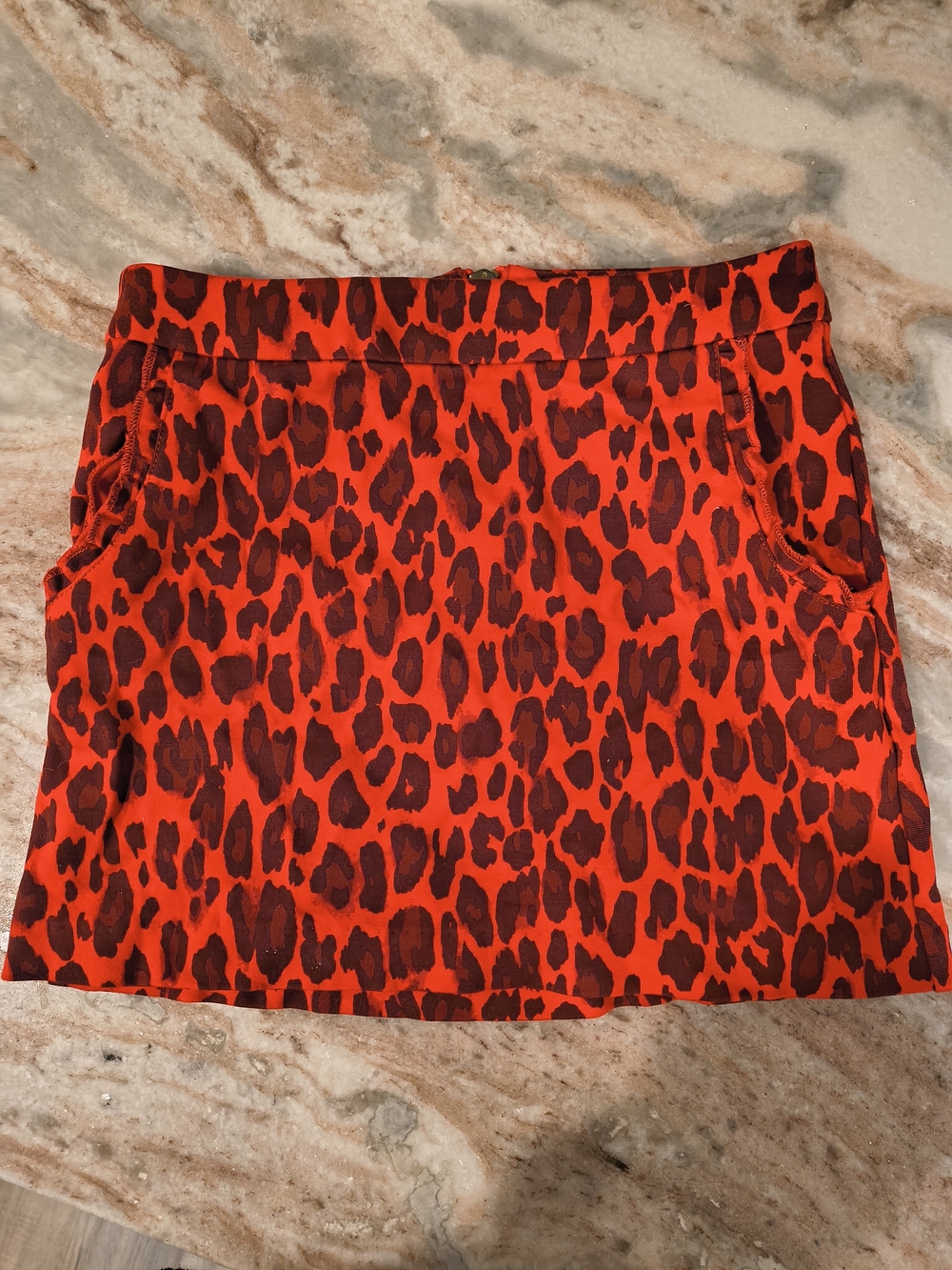 kate spade Red and Dark Brown Leopard Print Mini Skirt